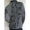 Gilet Brodé Flores Asimetrico Gris 50% Alpaga