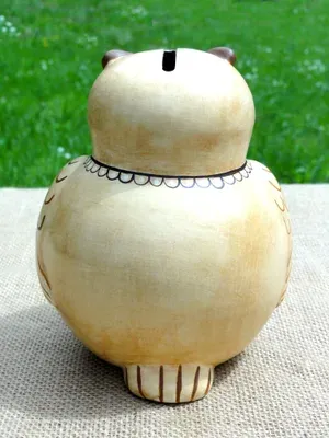 Tirelire chouette en terre cuite — Miniature 3
