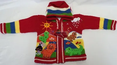 Gilet brodé enfant 1 an rouge — Miniatura 1