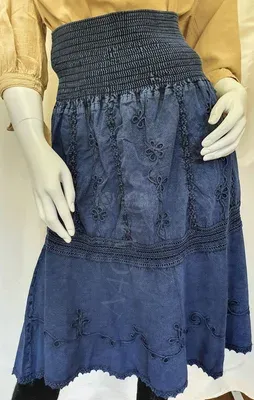 Jupe Smoc en Coton — Bleu Jean — Miniature 1