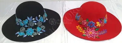 Chapeau Feutre Fleurs Brodées Multicolore — Miniature 1