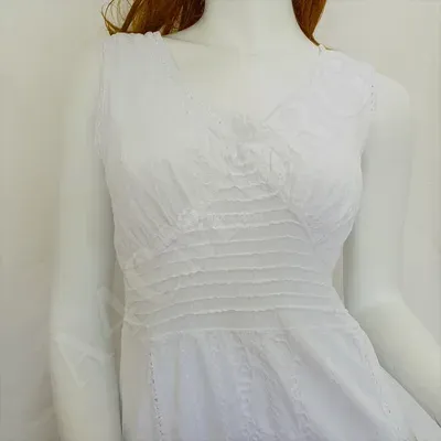 Robe Caraïbe Blanche sans manche coton — Miniature 2