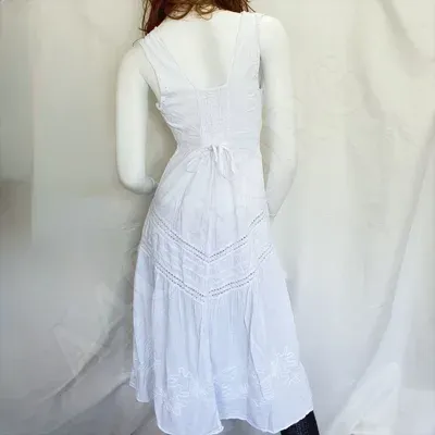 Robe Caraïbe Blanche sans manche coton — Miniature 6
