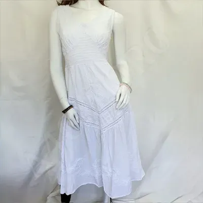 Robe Caraïbe Blanche sans manche coton — Miniature 8