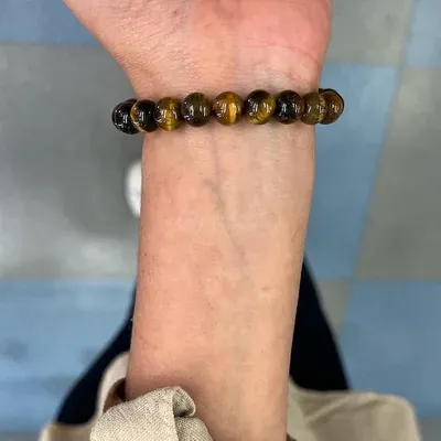 Bracelet Œil du Tigre Naturelle Ronde — Miniature 2