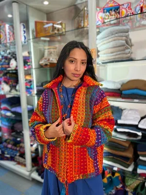 Veste Rafael Multicolore 100% Laine — Col Droit — Miniature 1