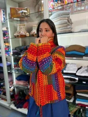 Veste Rafael Multicolore 100% Laine — Col Droit — Miniature 3