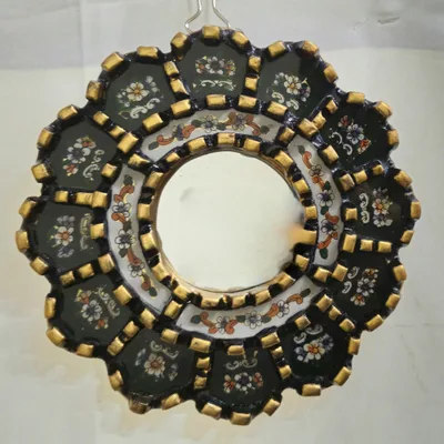 Miroir Rond Peinture sous Verre 17 cm