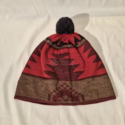 Bonnet Chacana Marron et Rouge 50% Alpaga — Miniatura 1
