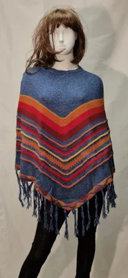 Poncho Delphina en alpaga — Bleu