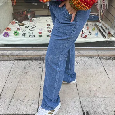 Pantalon Smoc en Coton du Pérou — Bleu Jean — Miniature 4