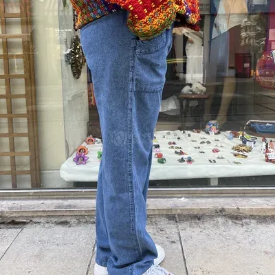Pantalon Smoc en Coton du Pérou — Bleu Jean — Miniature 6