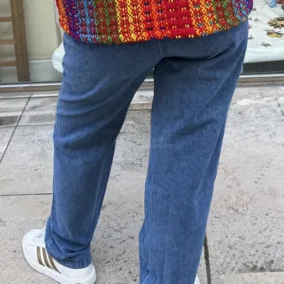 Pantalon Smoc en Coton du Pérou — Bleu Jean — Miniature 7