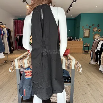 Robe Alicia Noire sans manche coton — Miniature 3