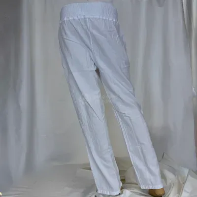 Pantalon Smoc en Coton Bleu Jean du Pérou — Blanc — Thumbnail 2