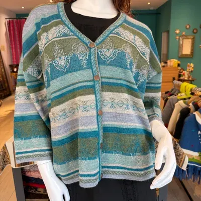 Gilet Jana Bleu Canard en Alpaga — Miniature 1