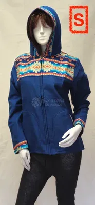 Blouson Apache Capuche Multicolore Acrylique — Bleu — Miniature 2