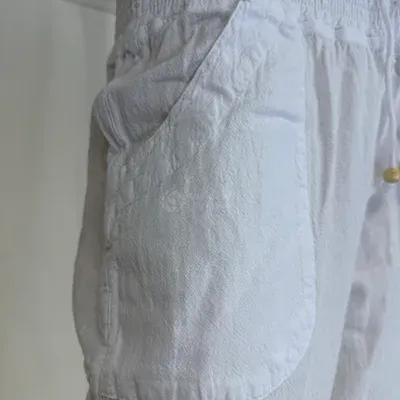 Pantalon Smoc en Coton Bleu Jean du Pérou — Blanc — Thumbnail 3