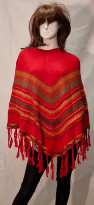Poncho Delphina en alpaga — Rouge