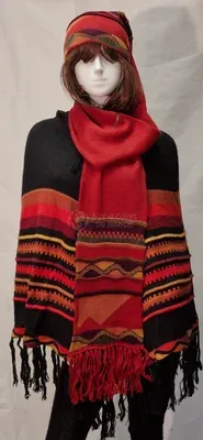 Écharpe-Bonnet Delphina Rouge en alpaga — Rouge — Vorschaubild 1