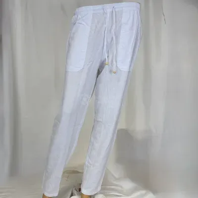 Pantalon en Coton du Pérou — Blanc — Miniature 1