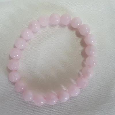 Bracelet Pierres Naturelles Rondes — Quartz Rose