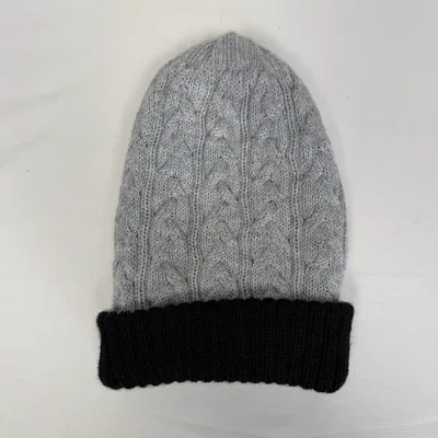 Bonnet Réversible 2 Couleurs en Alpaga — Gris Clair