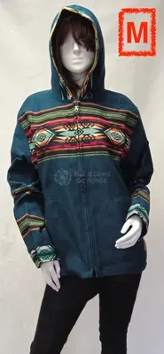 Blouson Apache Capuche Multicolore Acrylique — Vert Profond — Thumbnail 3