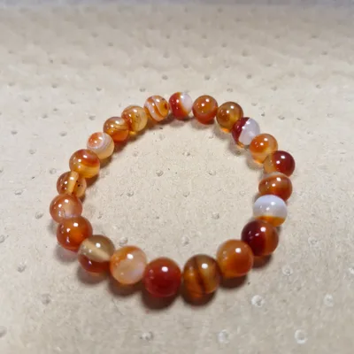 Bracelet Pierres Naturelles Rondes — Cornaline