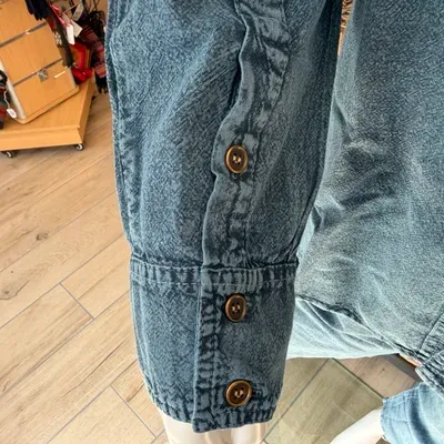 Chemise Manches Longues Verso Bordeaux coton — Bleu Jean — Thumbnail 3