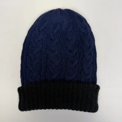 Bonnet Réversible 2 Couleurs en Alpaga — Bleu