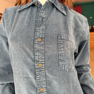 Chemise Manches Longues Verso Bordeaux coton — Bleu Jean — Thumbnail 2