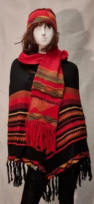 Écharpe-Bonnet Delphina Rouge en alpaga — Orange — Thumbnail 1