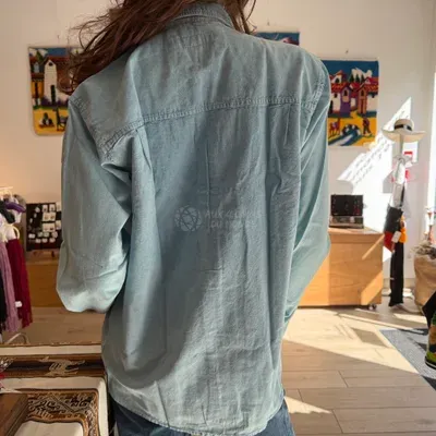 Chemise Manches Longues Verso Bordeaux coton — Bleu Ciel — Thumbnail 2