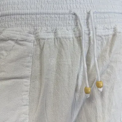 Pantalon Smoc en Coton Bleu Jean du Pérou — Blanc — Thumbnail 4