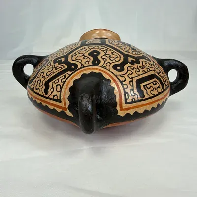 Vase Plat Manati Shipibo en Céramique — Miniature 3