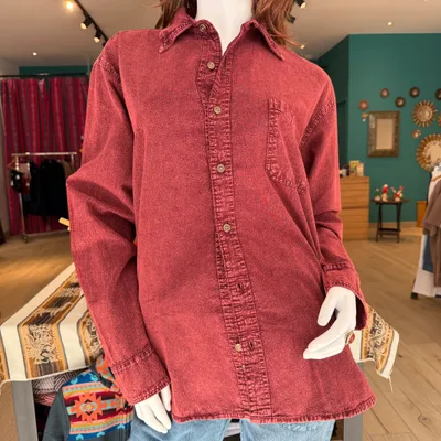Chemise Manches Longues Verso Bordeaux coton — Bordeaux