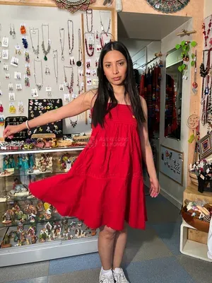 Jupe Smoc en Coton — Rouge — Miniature 1
