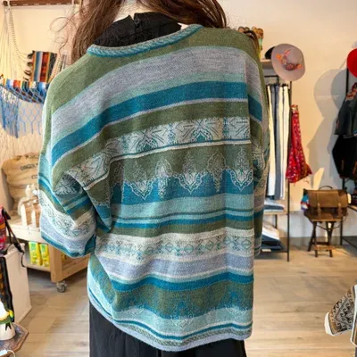 Gilet Jana Bleu Canard en Alpaga — Miniature 4