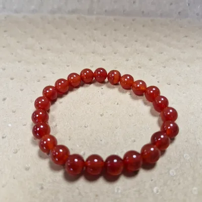 Bracelet Pierres Naturelles Rondes — Agate Rouge