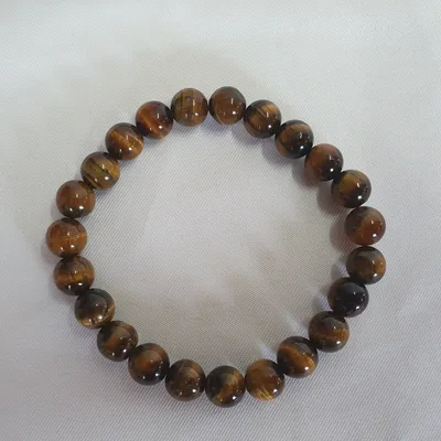 Bracelet Pierres Naturelles Rondes — Oeil du Tigre