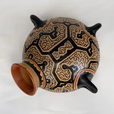 Vase Plat Manati Shipibo en Céramique — Miniature 4