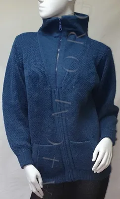 Blouson Mermoz Col Aviateur Uni Noir 50% Alpaga — Bleu