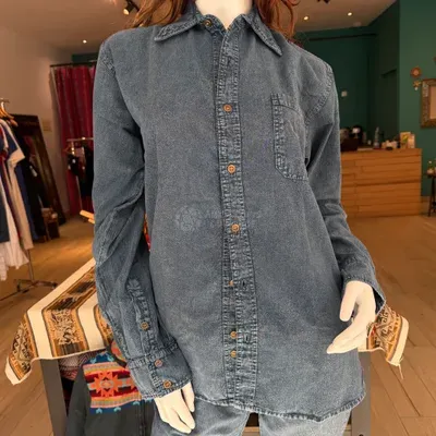 Chemise Manches Longues Verso Bordeaux coton — Bleu Jean — Thumbnail 1