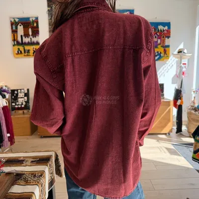 Chemise Manches Longues Verso Bordeaux coton — Bordeaux — Thumbnail 2