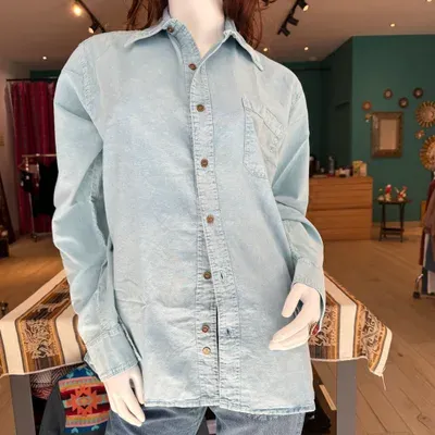 Chemise Manches Longues Verso Bordeaux coton — Bleu Ciel — Thumbnail 1
