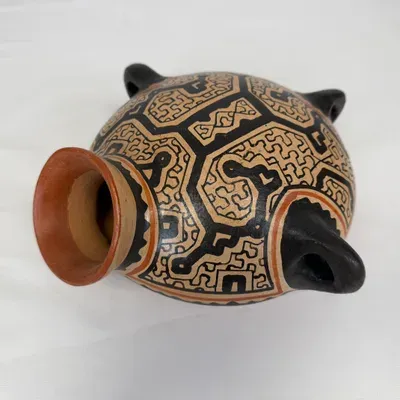 Vase Plat Manati Shipibo en Céramique — Miniature 1